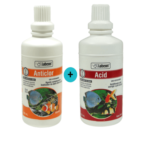Kit 1 Alcon Labcon Acidificante Acid 100ml + 1 Alcon Labcon Neutralizador Anticlor 100ml Kit 1 Alcon Labcon Acidificante Acid 100ml + 1 Alcon Labcon Neutralizador Anticlor 100ml